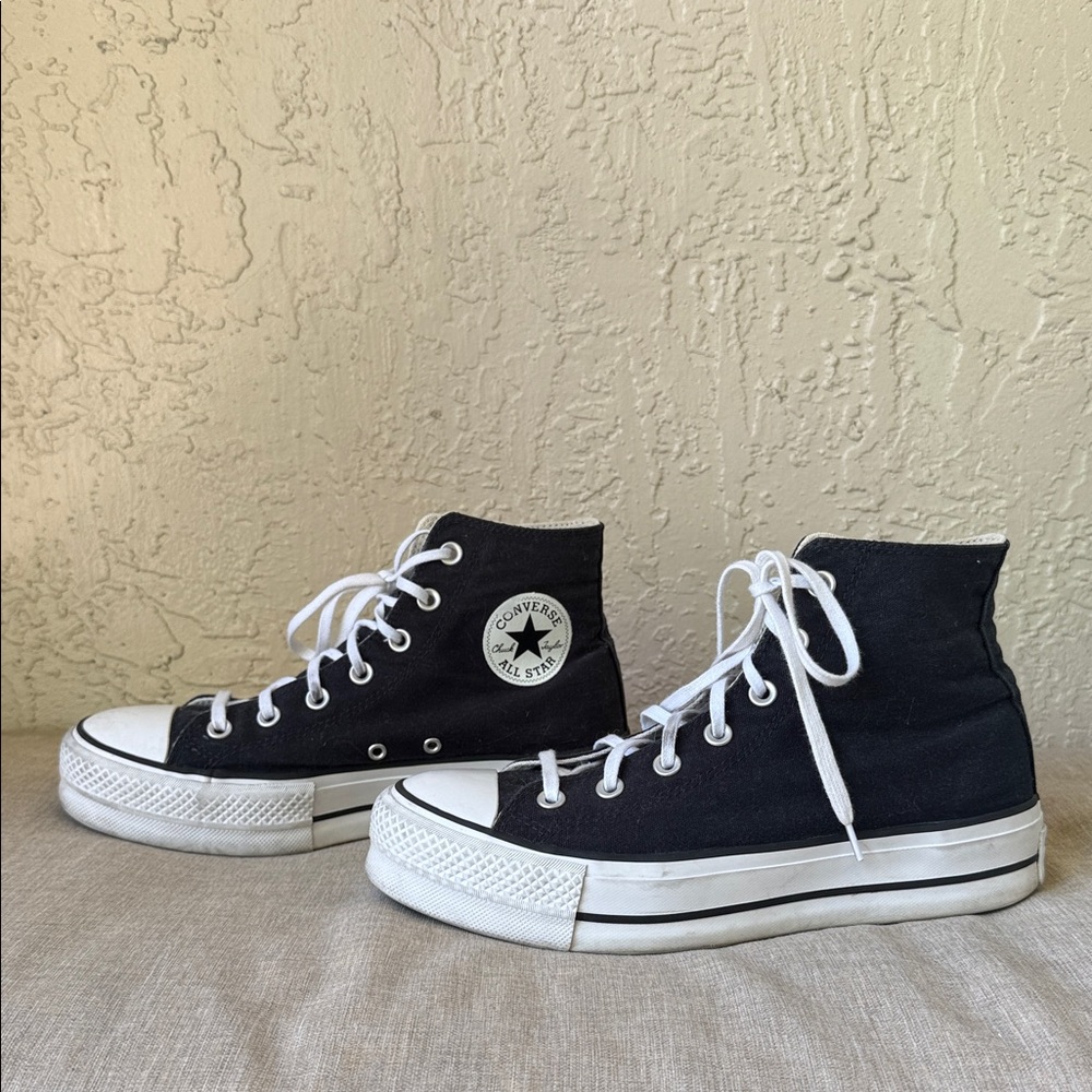Converse Women's Black and White High-Top Sneakers - Picture 2 of 10